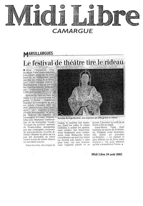 Bilan du festival de théâtre de Marsillargues