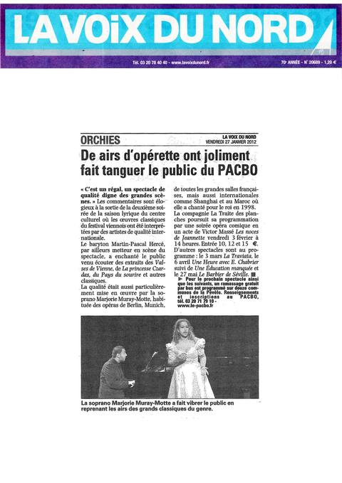 Récital d'opérettes viennoises applaudi au PACBO d'Orchies