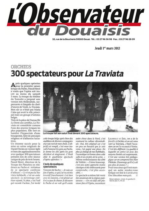300 spectateurs pour La Traviata au PACBO d'Orchies