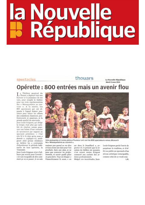 Les Mousquetaires au couvent au théâtre de Thouars