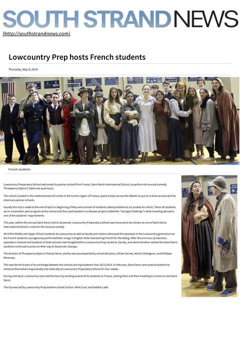 L'Opéra de quat'sous à Lowcountry Prep aux États-Unis