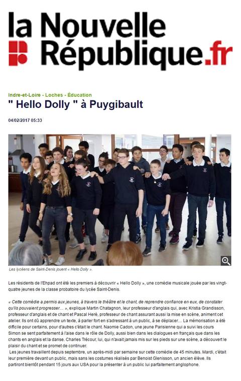 Hello Dolly à l'Ehpad du Puygibault