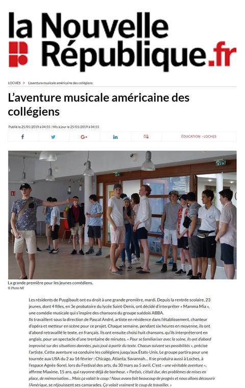 Mamma Mia par les collégiens de Saint-Denis à Puygibault